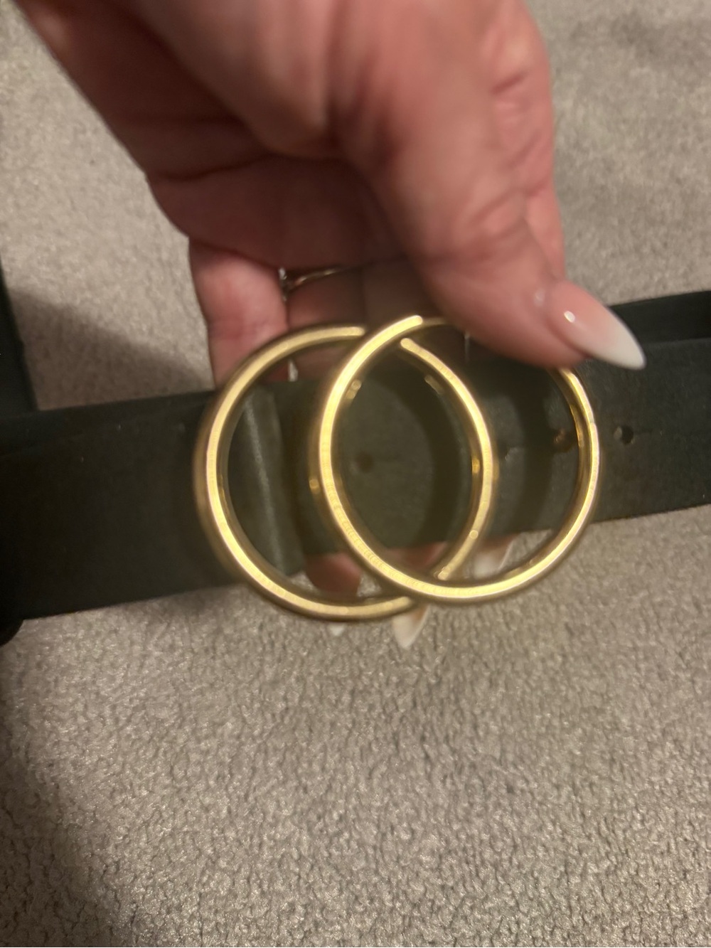 Gold Double Hoop Statement Buckle Belt - Women Jewelry